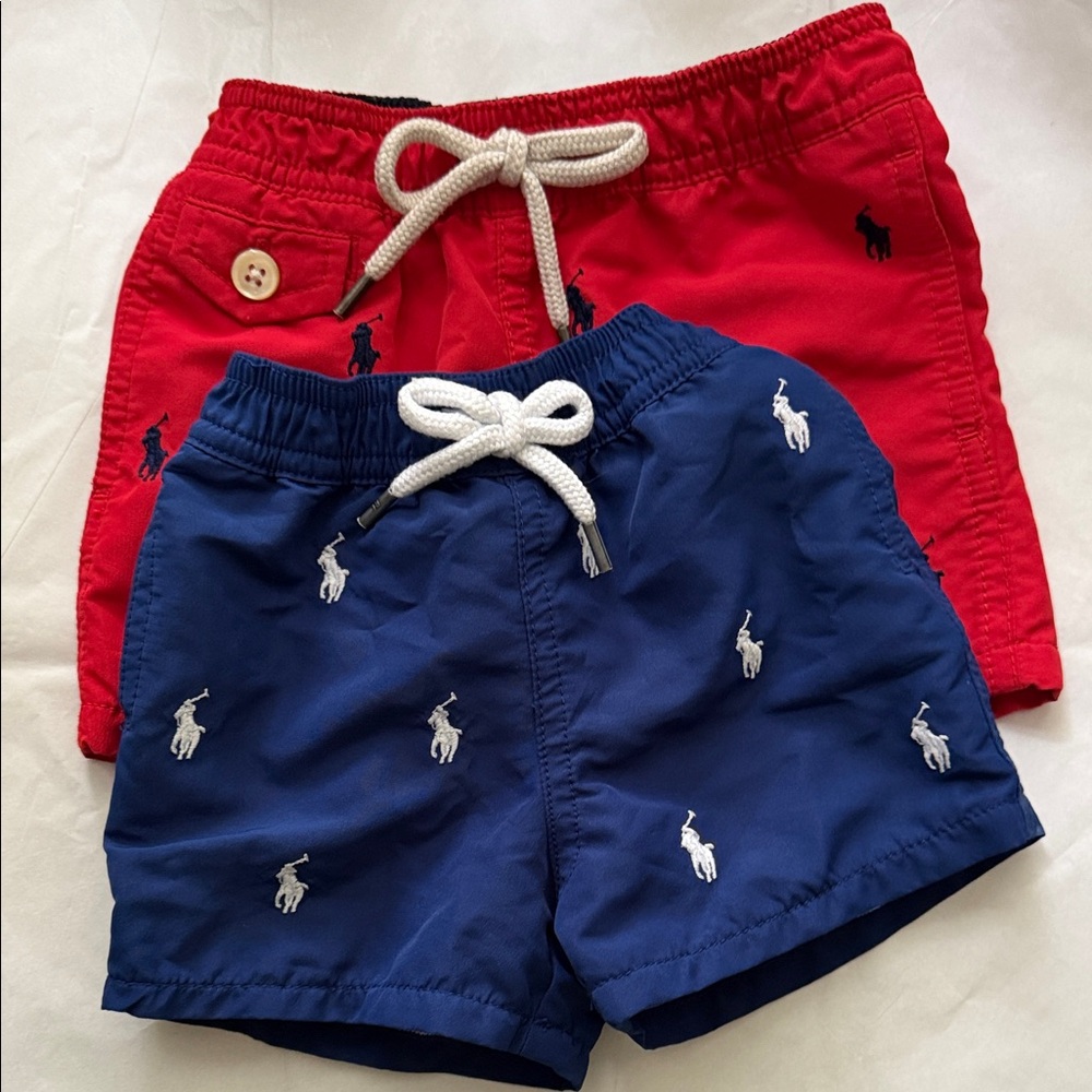 Polo by Ralph Lauren Kids Red and Blue Embroidered Shorts Bundle